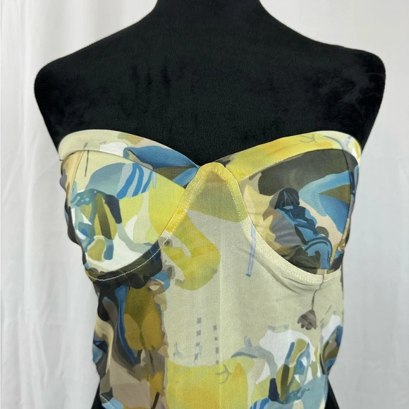 NWT Women's Floral Small bustier Corset Crop Stretchy top Sz Large - Picture 2 of 6